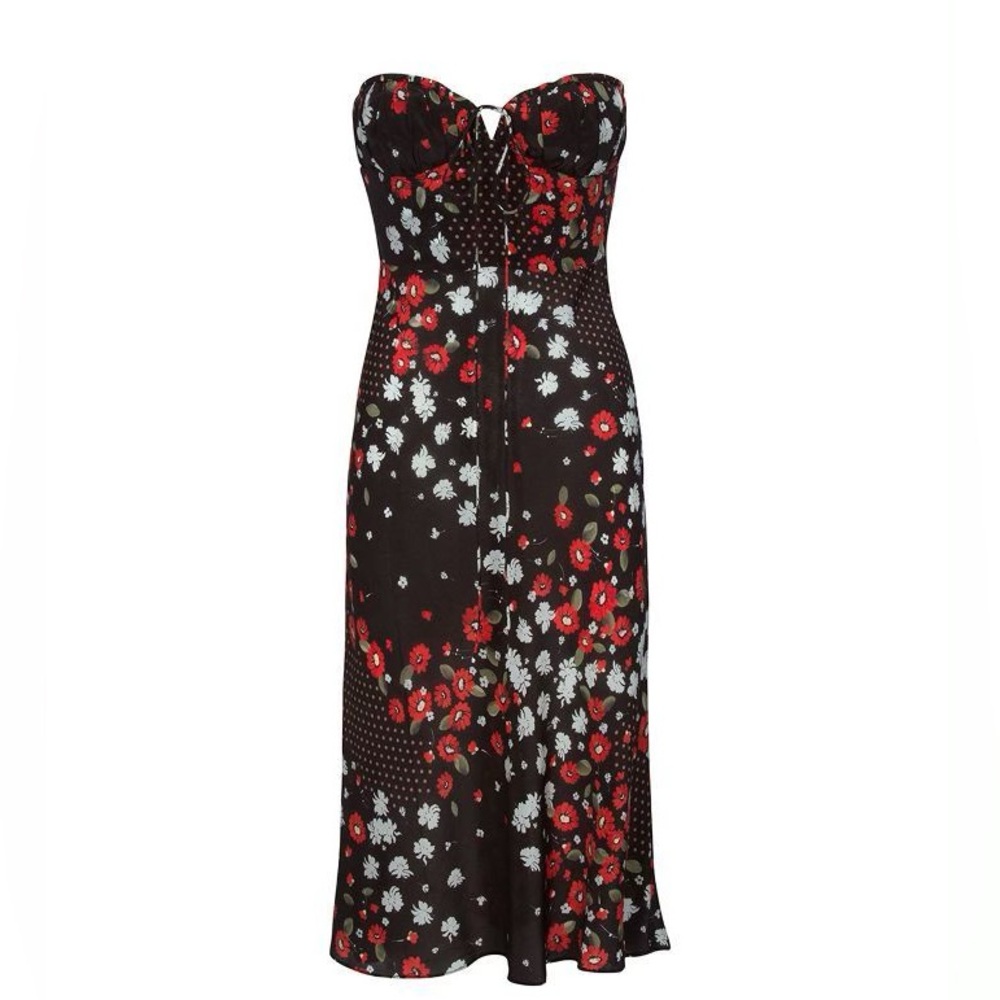 Realisation Par Iris Strapless Silk Midi Dress